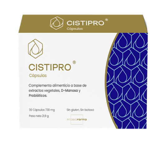 Cistipro® 30 cápsulas, suplemento natural para la salud urinaria con D-Manosa y extractos vegetales.