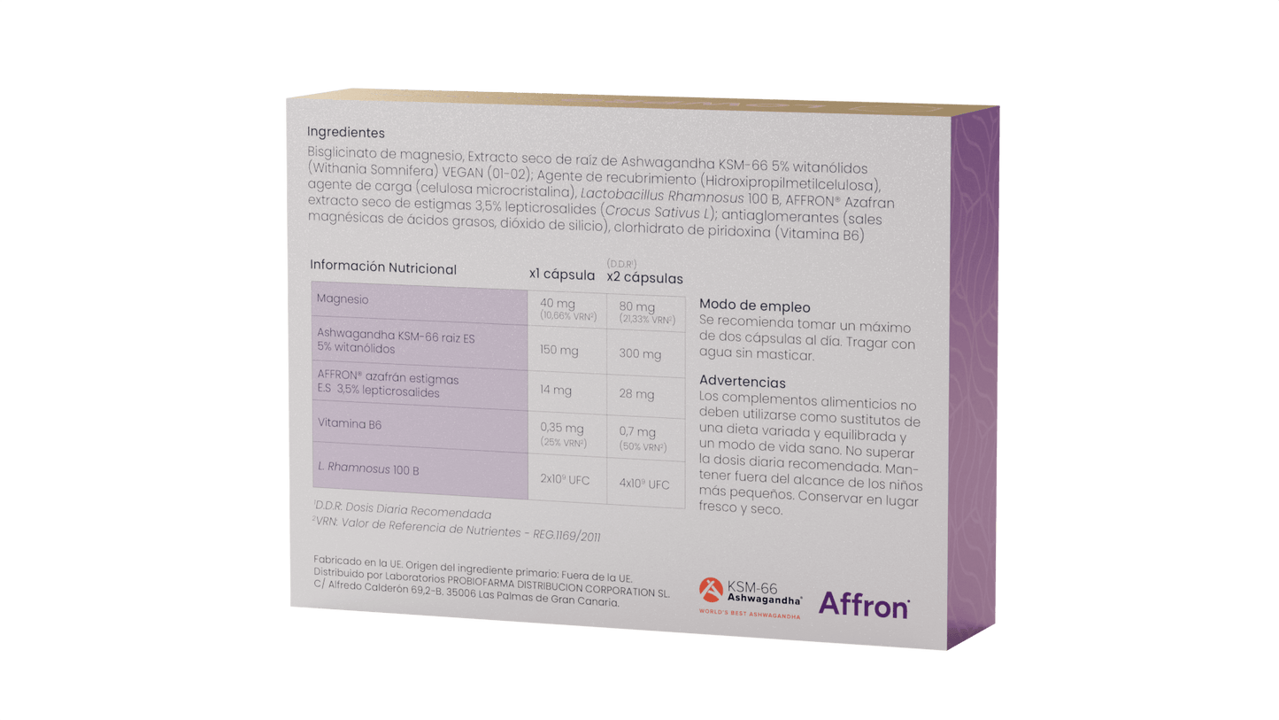 Back view of Lowpro supplement box displaying nutritional information and ingredients for emotional and physical wellness.