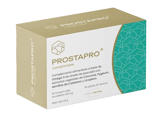 Caja de Prostapro, suplemento alimenticio para la salud de la próstata y bienestar urinario masculino.