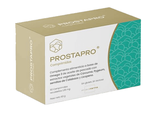 Caja de Prostapro, suplemento alimenticio para la salud de la próstata y bienestar urinario masculino.